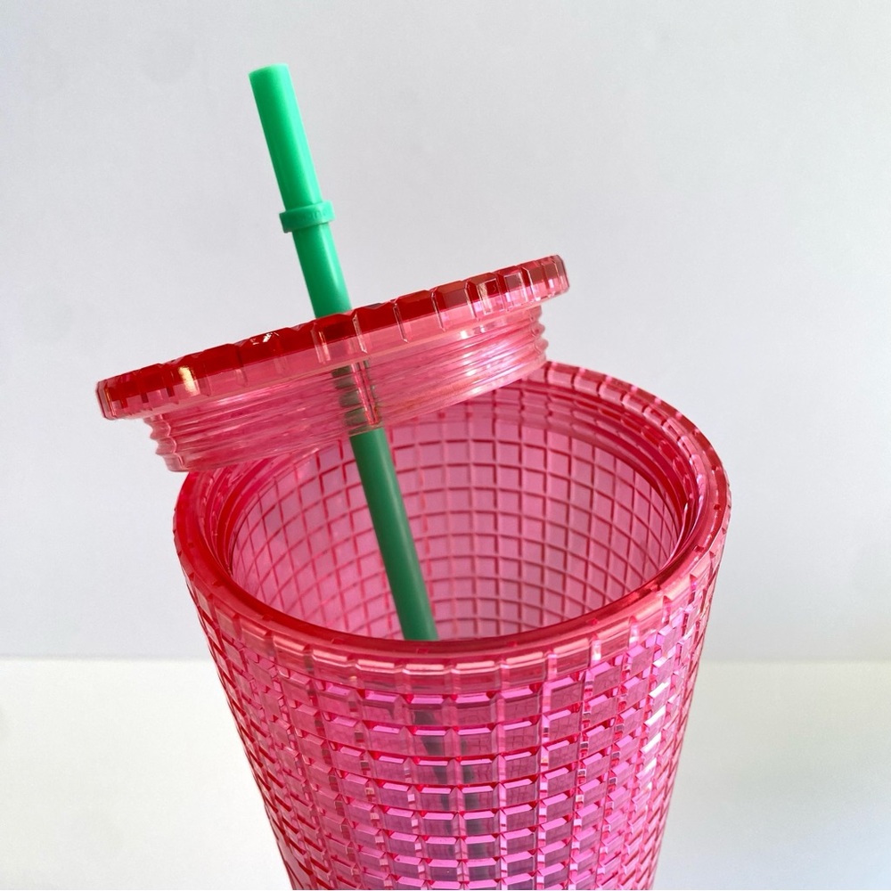 STARBUCKS JEWELED VENTI TUMBLER GRADIENT OMBRE PINK PURPLE WITH LID AND STRAW - Picture 2 of 4